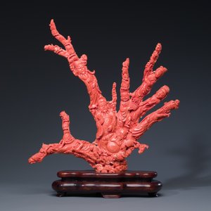 A large Chinese red coral 'Baxian' group, 19/20th C. — photo 3