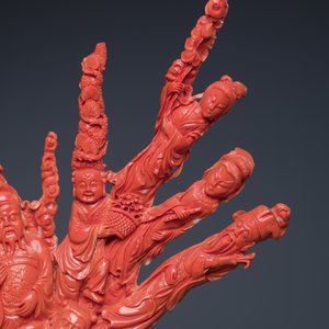 A large Chinese red coral 'Baxian' group, 19/20th C. — photo 10