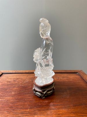 A large Chinese rock crystal sculpture of Lan Caihe, 19th C. — 照片 2