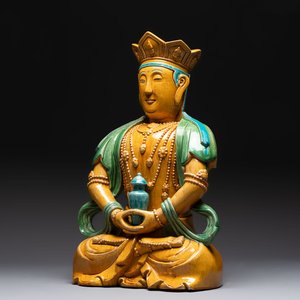 A large Chinese sancai-glazed Buddha, possibly from the Chengde Palace, Qianlong — photo 1