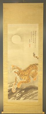 A large Chinese scroll painting of a tiger, 19/20th C.