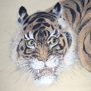 A large Chinese scroll painting of a tiger, 19/20th C. — foto 6