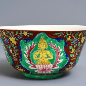 A large Chinese Thai market Bencharong bowl, 19th C. — 照片 1
