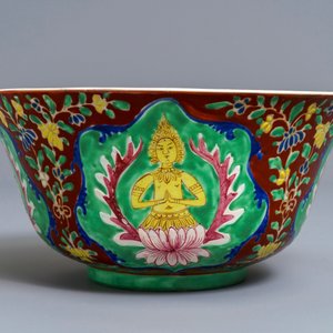A large Chinese Thai market Bencharong bowl, 19th C. — 照片 2
