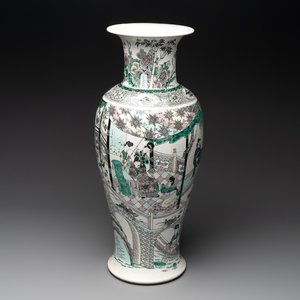 A large Chinese verte biscuit vase with narrative design, Kangxi mark, 19th C. — photo 1