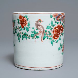 A large Chinese wucai 'birds and peonies' brush pot, Transitional period — 照片 5