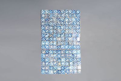 A large collection of 160 blue and white Spanish azulejos tiles with arabesque pattern, 2nd half 16th C.
