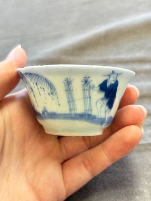 A large collection of 33 Chinese blue, white and Imari-style cups and 43 saucers, 17/19th C. — 照片 253