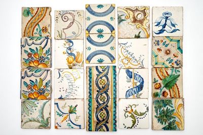 A large collection of Spanish large format tiles, 18/19th C.