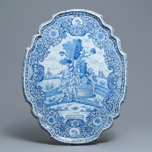 A large Dutch Delft blue and white biblical subject plaque, 18th C. — photo 1