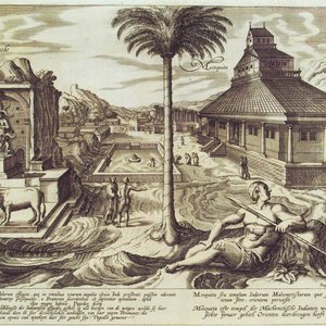 A large Dutch Delft doré and petit feu plaque depicting the temple of Mesquita, ca. 1720 — 照片 2
