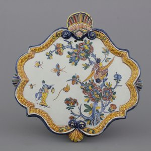 A large Dutch Delft polychrome chinoiserie plaque, 18th C. — 照片 1