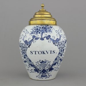 A large Dutch Delft tobacco jar, "Stokvis", 18th C. — 照片 1