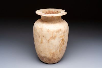 A large Egyptian alabaster jar, probably Middle Kingdom, 1987-1640 B.C.