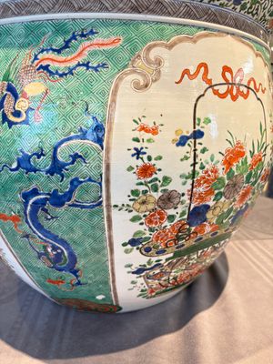 A large famille verte-style 'Flower Basket' scroll pot or fish bowl, Samson, Paris, 19th C. — photo 23