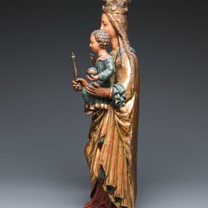 A large Flemish polychromed wood sculpture of the Virgin with Child, 16/17th C. — photo 5