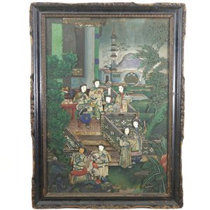 A large framed collage with ivory heads, Canton, 18/19th C. — 照片 1