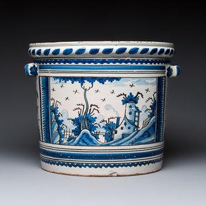 A large French blue and white 'Orange Tree' jardinière, Nevers, 18th C. — photo 1