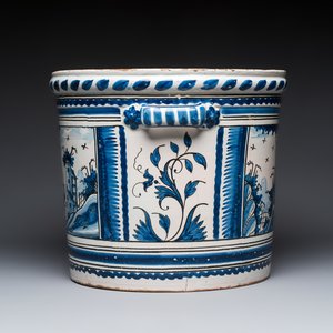 A large French blue and white 'Orange Tree' jardinière — photo 5