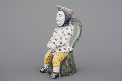 A large French faience pitcher, "Jacquot", Lille, 18th C.