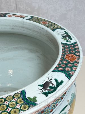 A large French famille verte-style 'Lotus Pond with Birds' fish bowl or jardinière, Samson, Paris, 19th C. — 照片 6