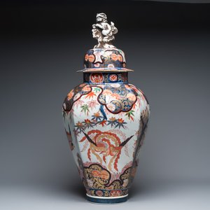 A large French Imari-style vase and cover — photo 1