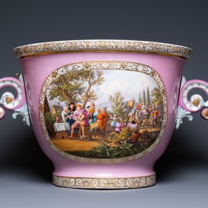 A large German porcelain jardinière with a harbour scene and a merrrymaking scene, probably Dresden, 19th C. — 照片 2