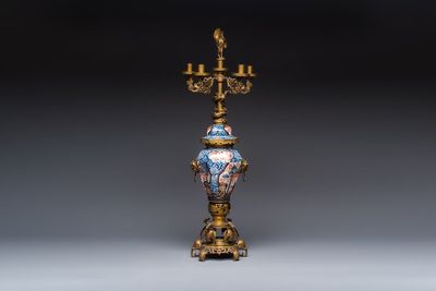 A large gilt-bronze-mounted Japanese Imari vase adapted as candelabra, 19th C.