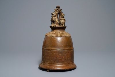 A large inscribed bronze temple bell, Burma, 19th C.