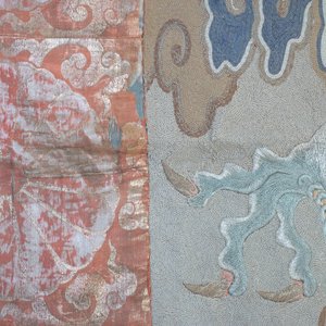 A large interesting Chinese dragon tapestry with gold wire, 18/19th C. — foto 7