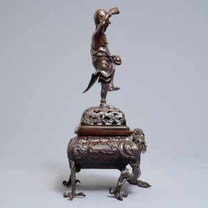 A large Japanese bronze koro on dragon claw feet, Edo or Meiji, 18/19th C. — 照片 3