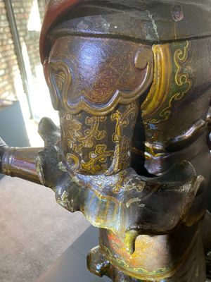 A large Japanese polychromed and gilt-lacquered wood figure of a divine general, Edo, dated 1623 — photo 33