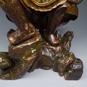 A large Japanese polychromed and gilt-lacquered wood figure of a divine general, Edo, dated 1623 — photo 17