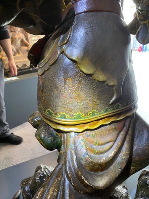 A large Japanese polychromed and gilt-lacquered wood figure of a divine general, Edo, dated 1623 — photo 30