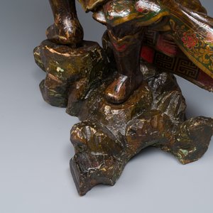 A large Japanese polychromed and gilt-lacquered wood figure of a divine general, Edo, dated 1623 — photo 6