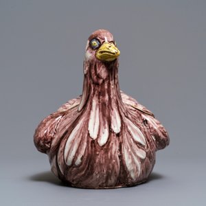 A large manganese Brussels faience partridge tureen, 18th C. — 照片 5