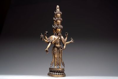 A large Nepalese copper alloy Avalokiteshvara, 19/20th C.