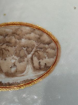 A large oval Chinese export 'EHA' monogrammed 'landscape' dish, Jiaqing, ca. 1800 — photo 3