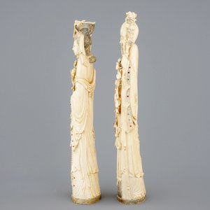 A large pair of Chinese inlaid ivory figures, 19th C. — photo 2