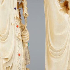 A large pair of Chinese inlaid ivory figures, 19th C. — photo 8