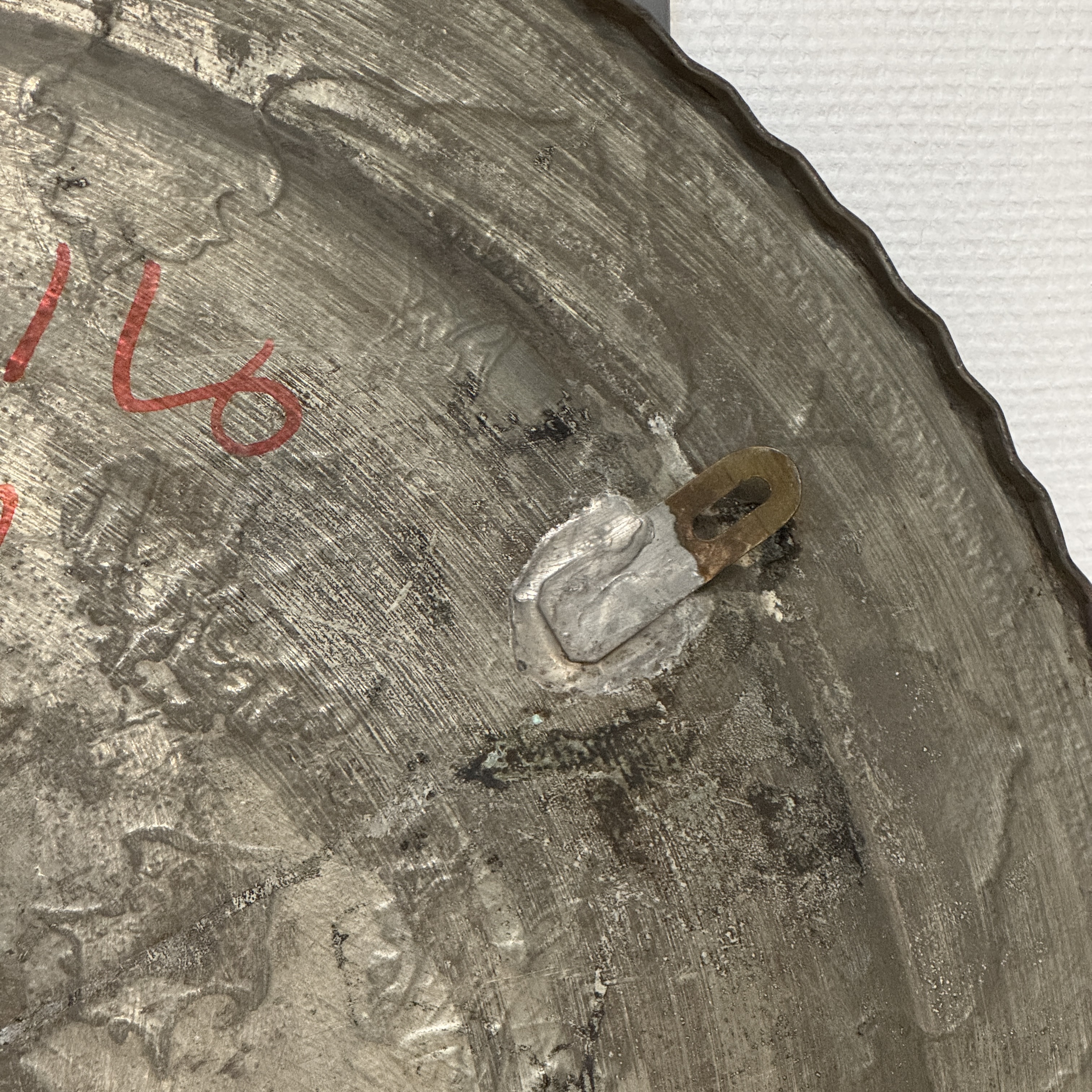 A large Persian engraved tinned-copper dish with narrative design — photo 13