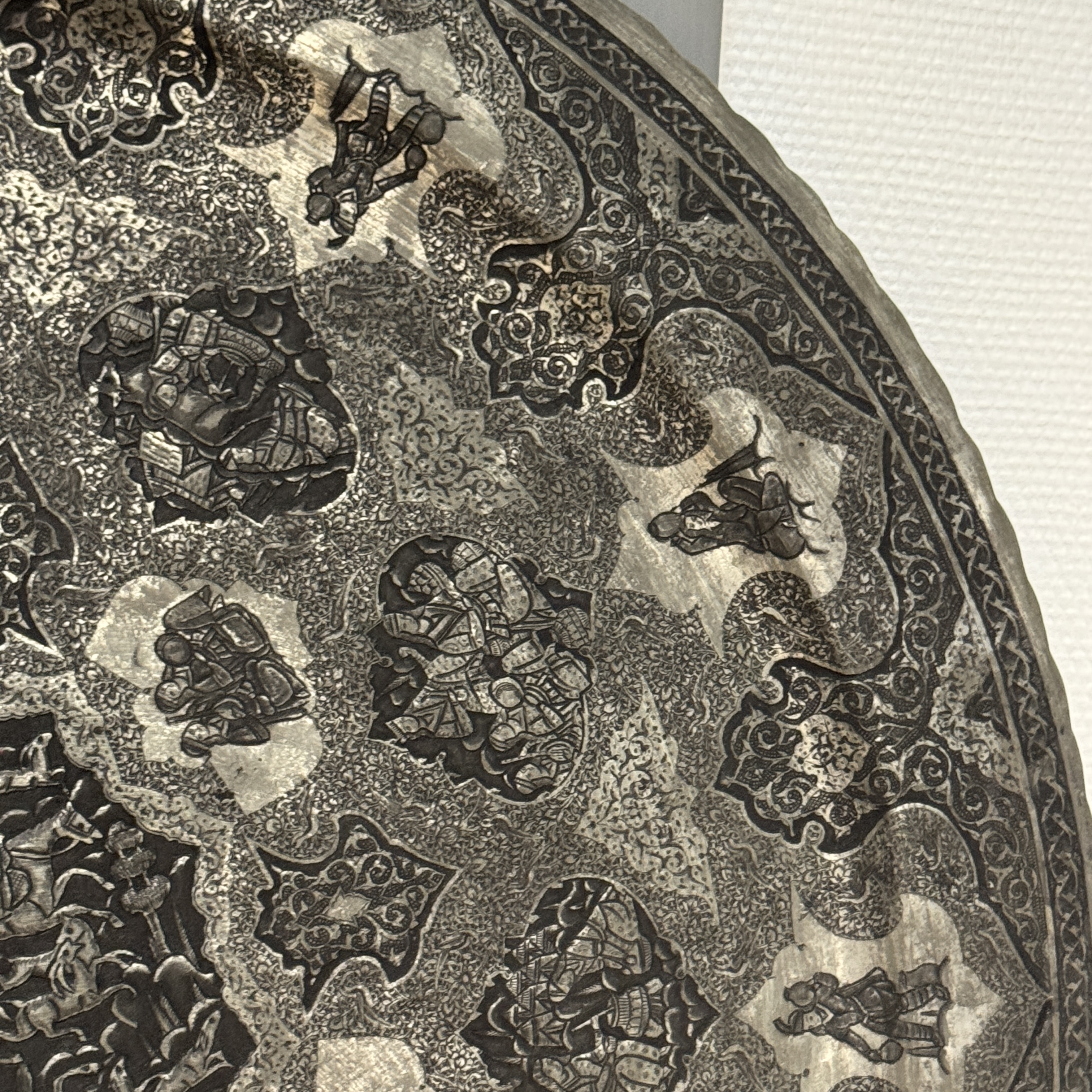 A large Persian engraved tinned-copper dish with narrative design — photo 6