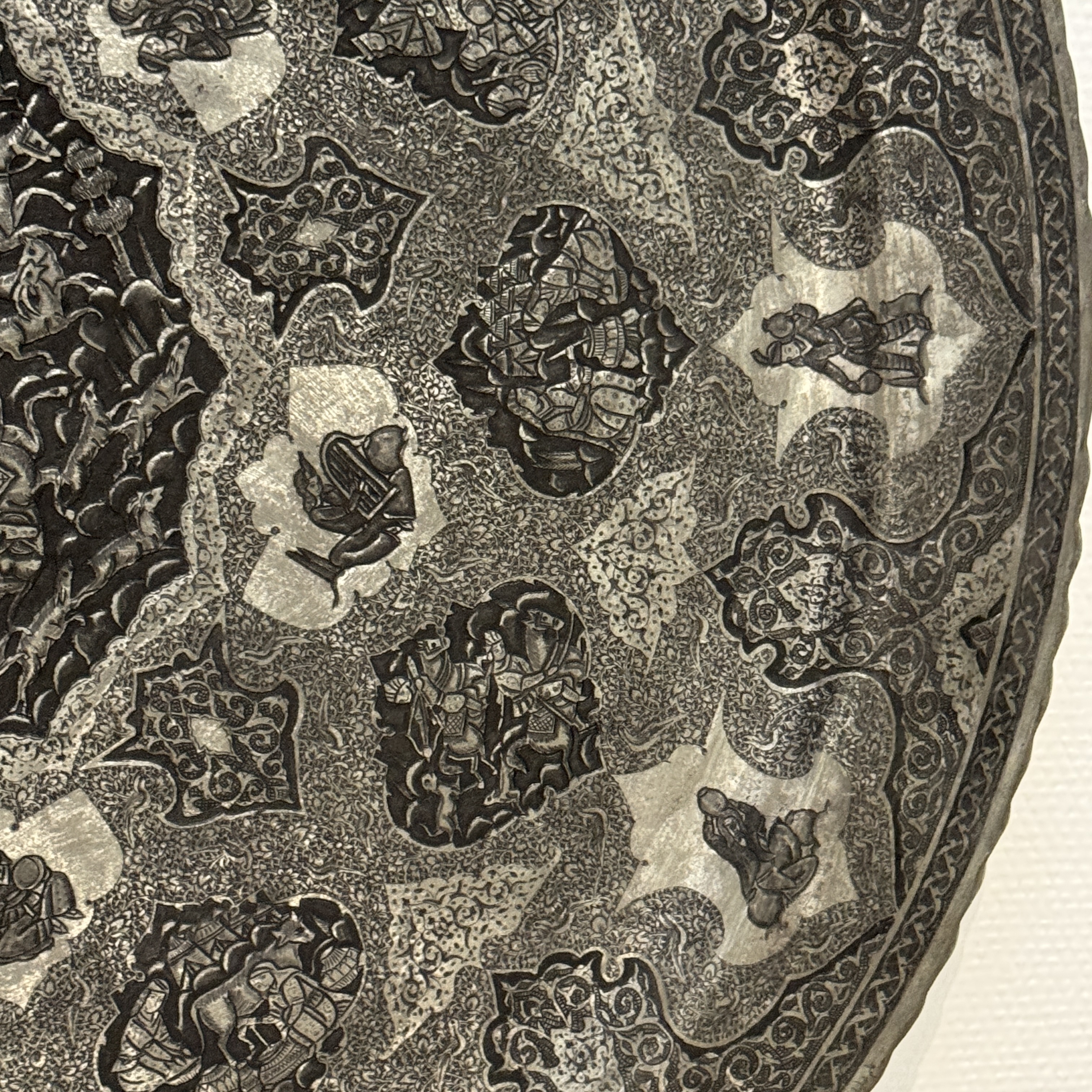 A large Persian engraved tinned-copper dish with narrative design — photo 7