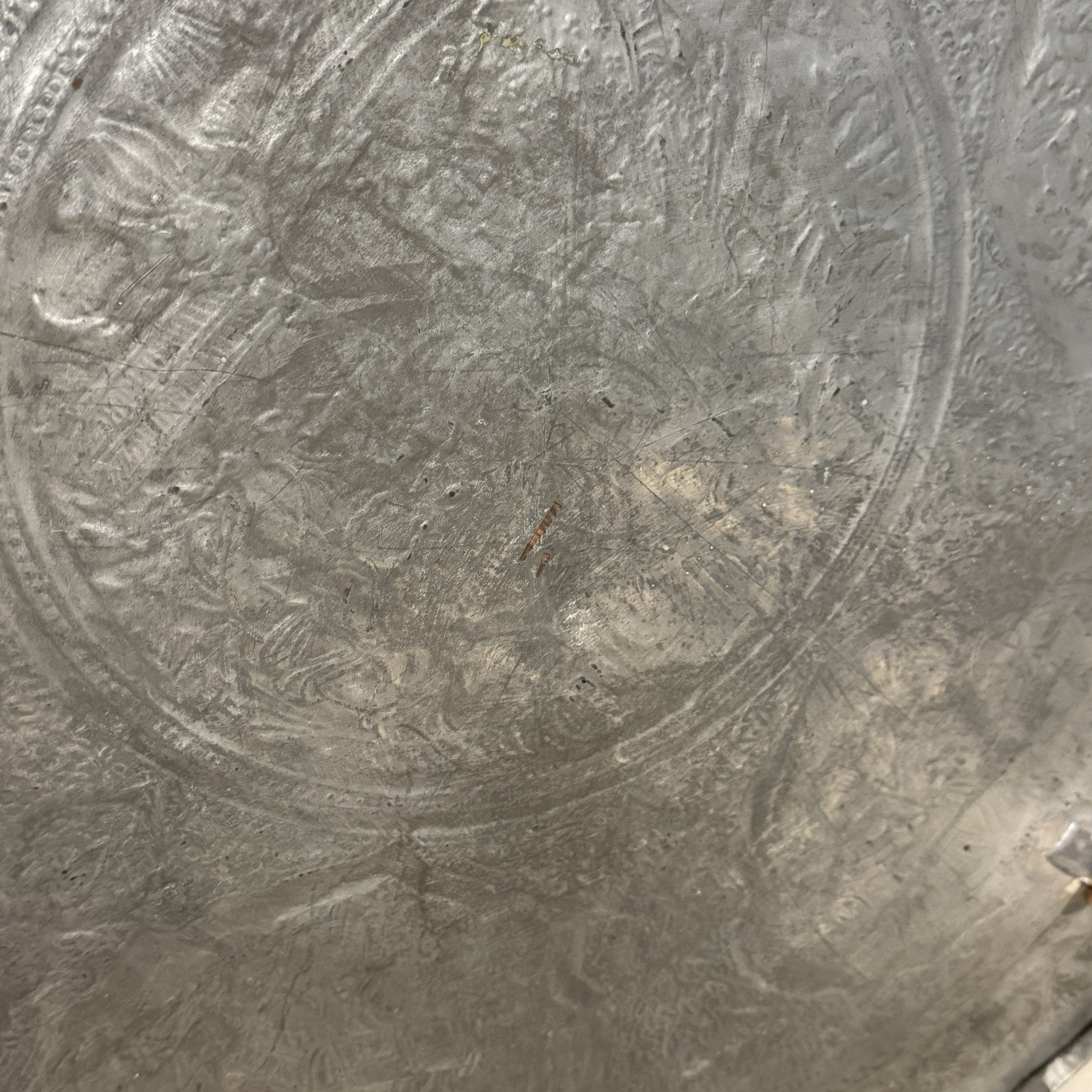 A large Persian engraved tinned-copper tray with narrative design — photo 34
