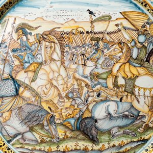 A large polychrome 'battle scene' dish, Francesco Grue workshop, Castelli, Italy, 1st half 17th C. — 照片 4