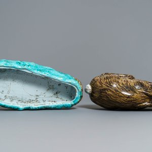A large polychrome Brussels faience 'hare' tureen and cover, 18th C. — photo 6