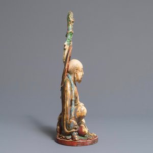 A large polychrome Chinese ivory group of a sage with a mythical beast, 19th C. — 照片 5