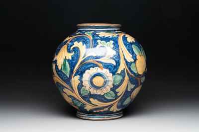 A large polychrome Italian maiolica jar, Caltagirone, 19th C.