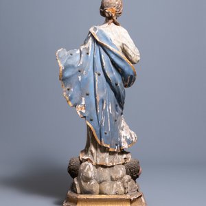 A large polychromed and gilded wooden 'Assumption of Our Lady' group with glass eyes, Italy, 17th C. — 照片 4