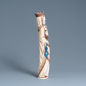 A large polychromed ivory figure of a Madonna with child, France, 19th C. — photo 3